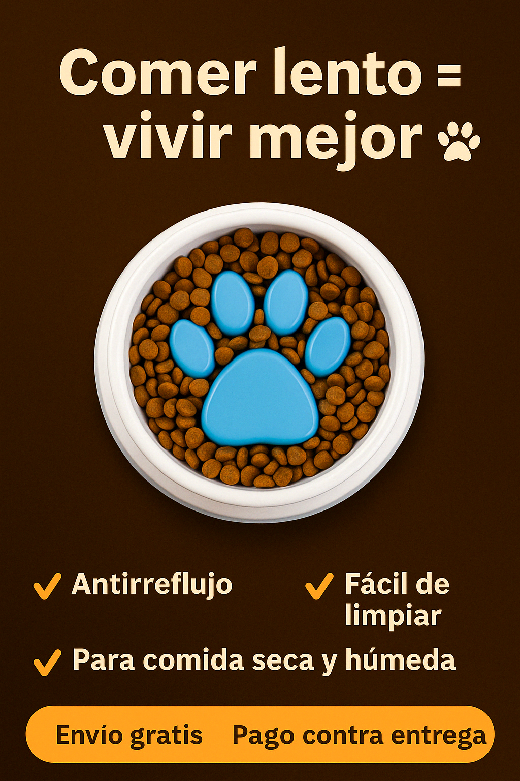 Tazón Antirreflujo para Mascotas – Alimentación Lenta y Saludable 🐾