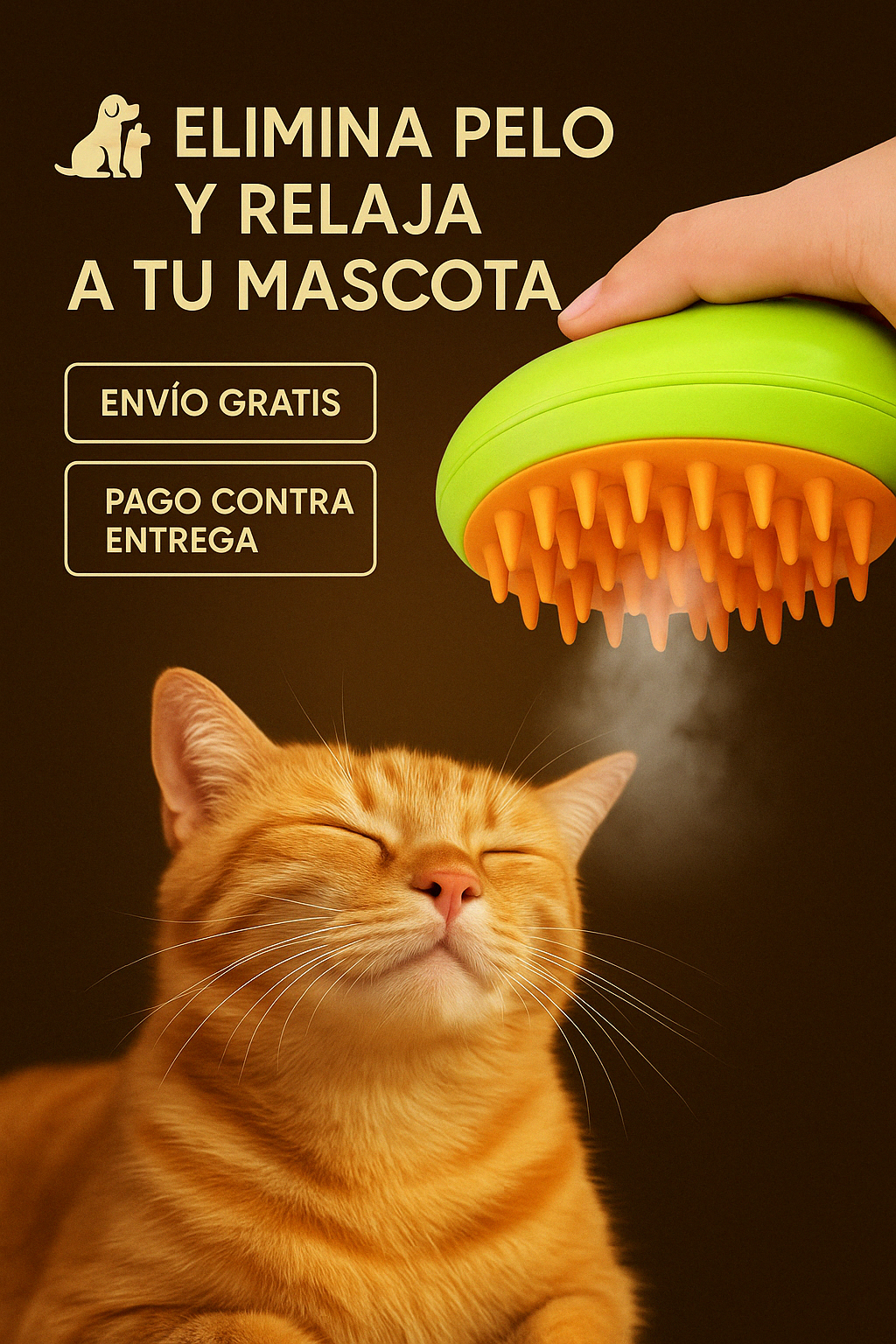 Cepillo a Vapor 3 en 1 para Mascotas – Cuida, Relaja y Limpia al Instante