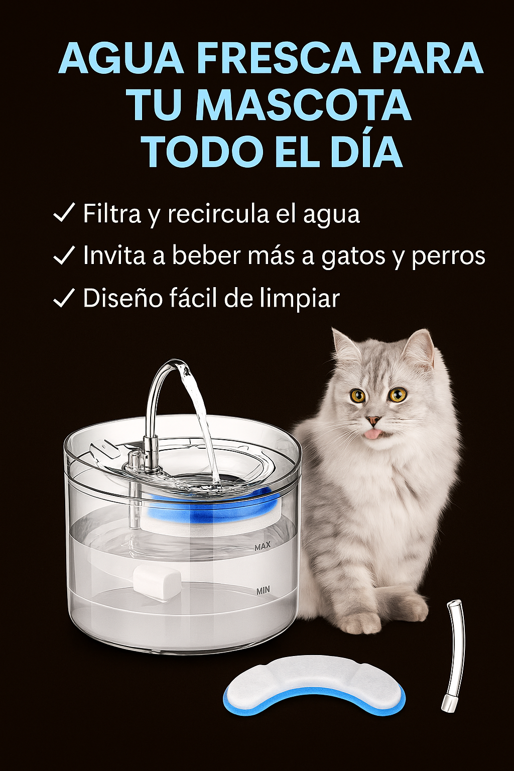 Fuente de Agua Automática para Gatos y Perros – Hidratación Saludable Todo el Día 💧🐾